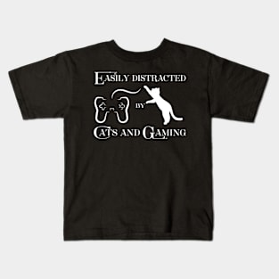 Easily Distracted By Cats and Gaming Kids T-Shirt